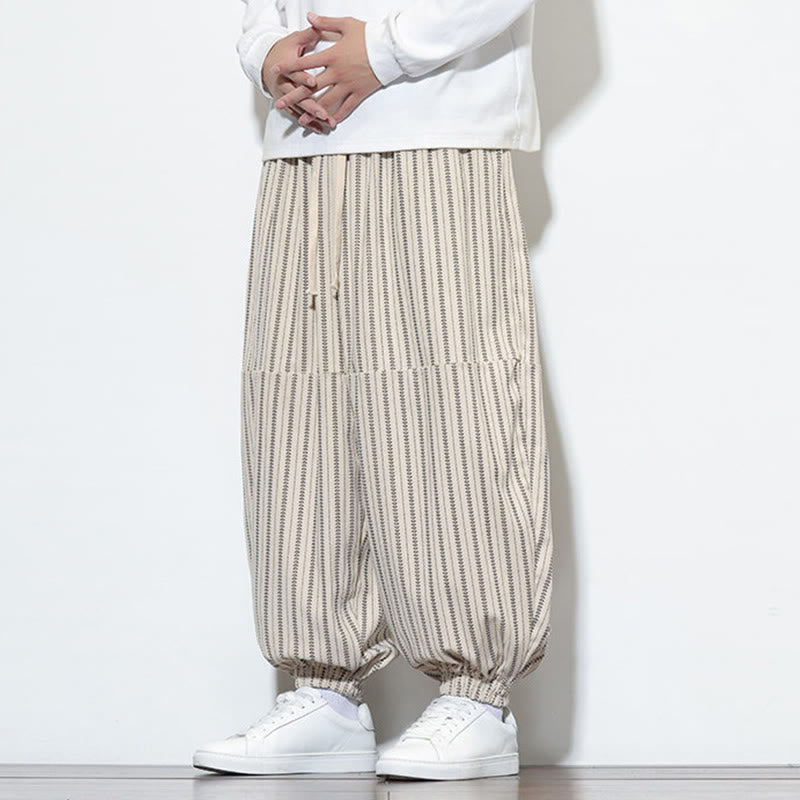 Pantalon Buddha Stones en velours côtelé pour homme, motif rayé, avec cordon de serrage et poches - image 23