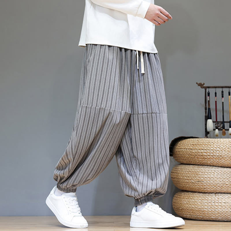 Pantalon Buddha Stones en velours côtelé pour homme, motif rayé, avec cordon de serrage et poches - image 44