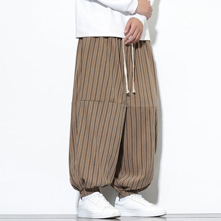 Pantalon Buddha Stones en velours côtelé pour homme, motif rayé, avec cordon de serrage et poches - image 59