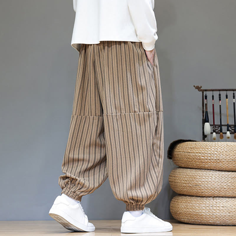 Pantalon Buddha Stones en velours côtelé pour homme, motif rayé, avec cordon de serrage et poches - image 68
