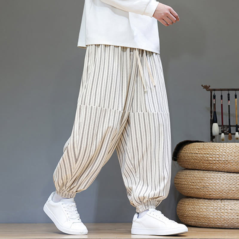 Pantalon Buddha Stones en velours côtelé pour homme, motif rayé, avec cordon de serrage et poches - image 27