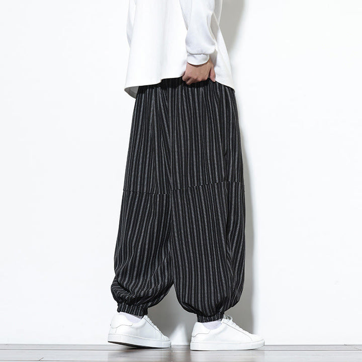 Pantalon Buddha Stones en velours côtelé pour homme, motif rayé, avec cordon de serrage et poches - image 13