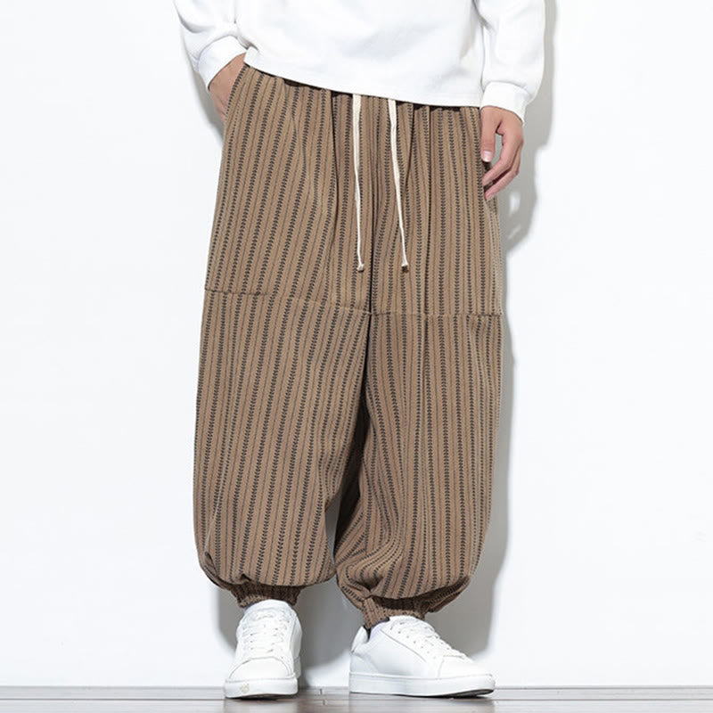 Pantalon Buddha Stones en velours côtelé pour homme, motif rayé, avec cordon de serrage et poches - image 57