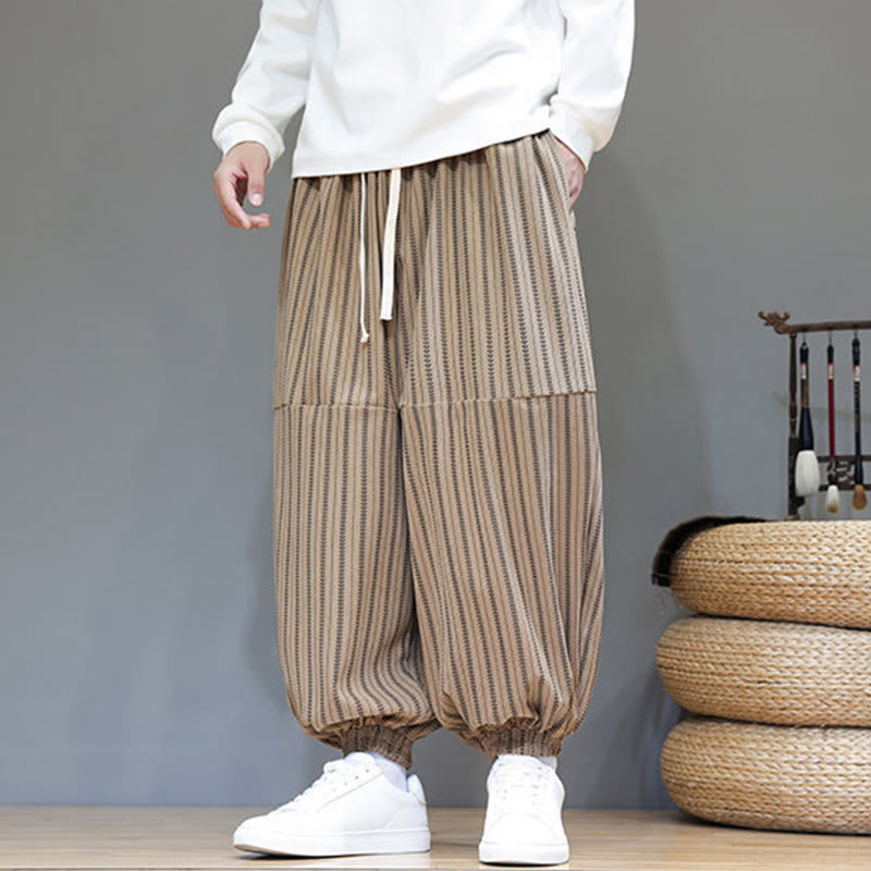 Pantalon Buddha Stones en velours côtelé pour homme, motif rayé, avec cordon de serrage et poches - image 66