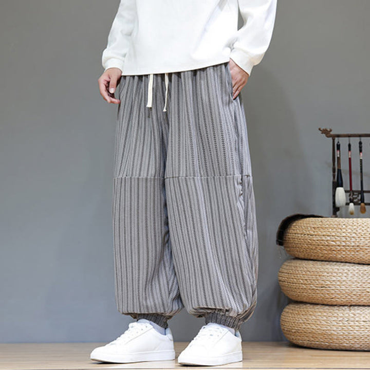 Pantalon Buddha Stones en velours côtelé pour homme, motif rayé, avec cordon de serrage et poches - image 47