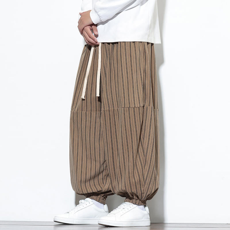 Pantalon Buddha Stones en velours côtelé pour homme, motif rayé, avec cordon de serrage et poches - image 58