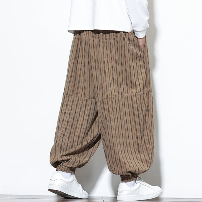 Pantalon Buddha Stones en velours côtelé pour homme, motif rayé, avec cordon de serrage et poches - image 61