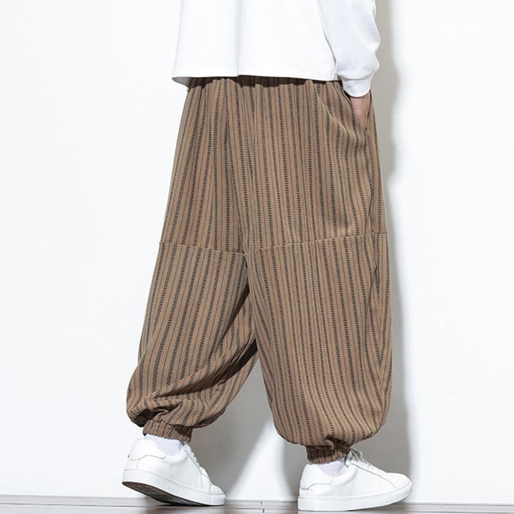 Pantalon Buddha Stones en velours côtelé pour homme, motif rayé, avec cordon de serrage et poches - image 61