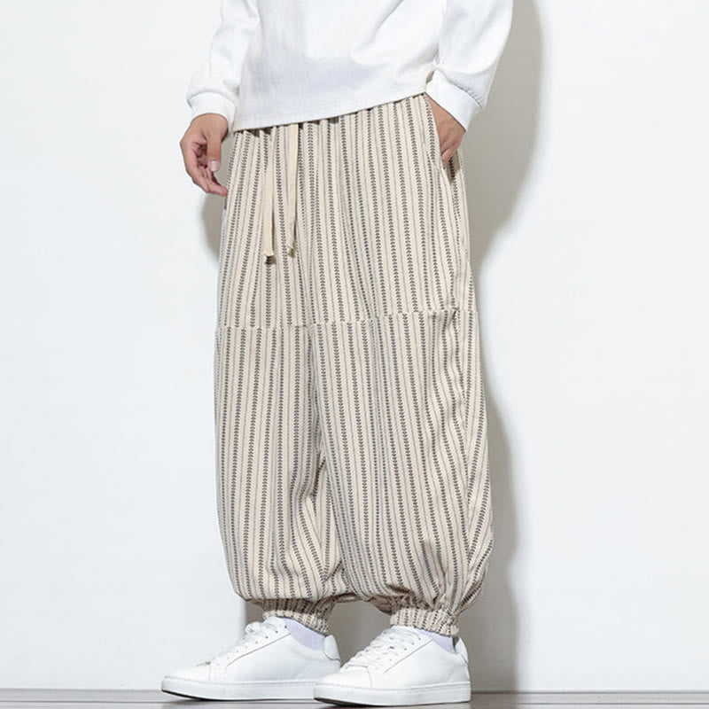 Pantalon Buddha Stones en velours côtelé pour homme, motif rayé, avec cordon de serrage et poches - image 20
