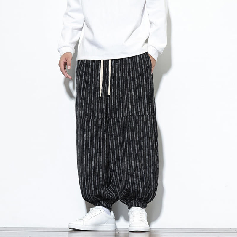 Pantalon Buddha Stones en velours côtelé pour homme, motif rayé, avec cordon de serrage et poches - image 11