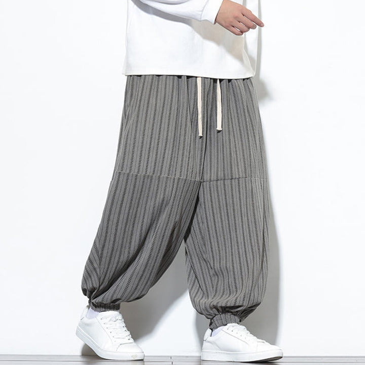 Pantalon Buddha Stones en velours côtelé pour homme, motif rayé, avec cordon de serrage et poches - image 37
