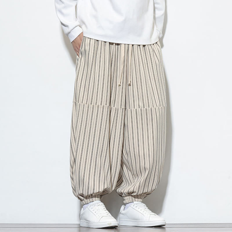 Pantalon Buddha Stones en velours côtelé pour homme, motif rayé, avec cordon de serrage et poches - image 22