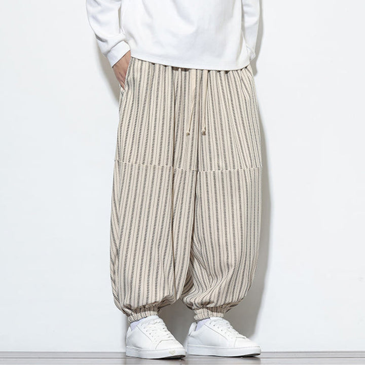 Pantalon Buddha Stones en velours côtelé pour homme, motif rayé, avec cordon de serrage et poches - image 22