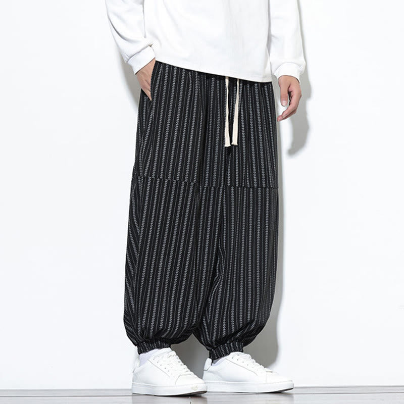 Pantalon Buddha Stones en velours côtelé pour homme, motif rayé, avec cordon de serrage et poches - image 12