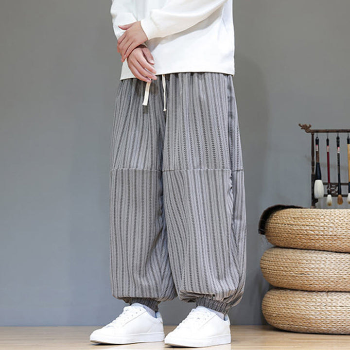 Pantalon Buddha Stones en velours côtelé pour homme, motif rayé, avec cordon de serrage et poches - image 45