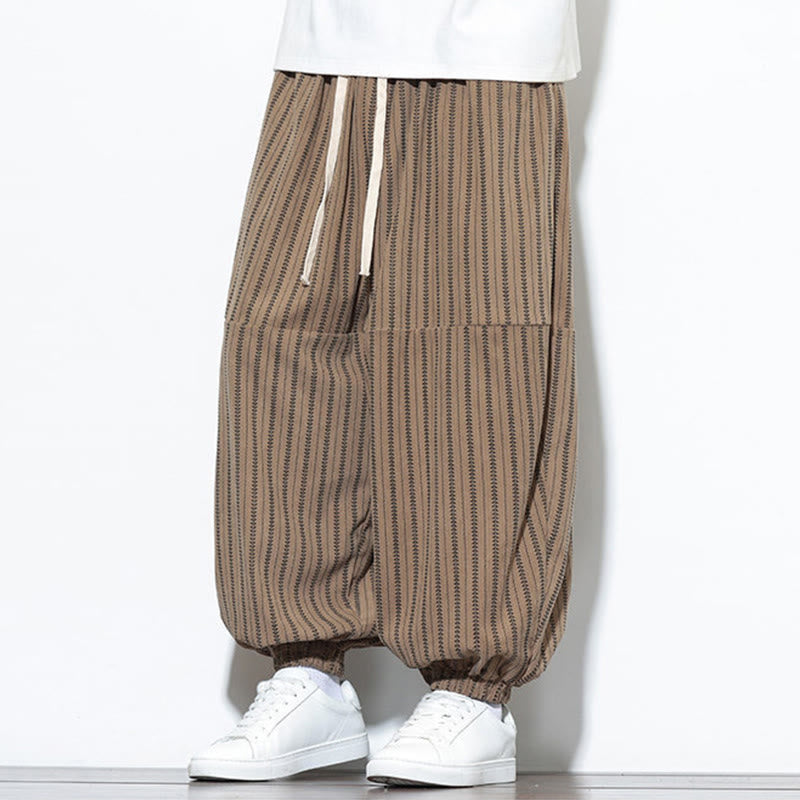Pantalon Buddha Stones en velours côtelé pour homme, motif rayé, avec cordon de serrage et poches - image 60