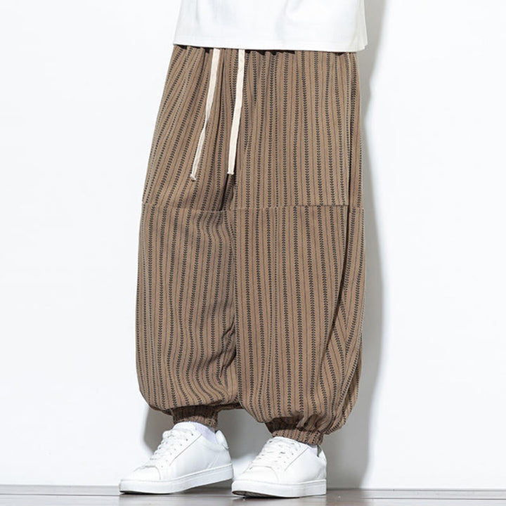 Pantalon Buddha Stones en velours côtelé pour homme, motif rayé, avec cordon de serrage et poches - image 60