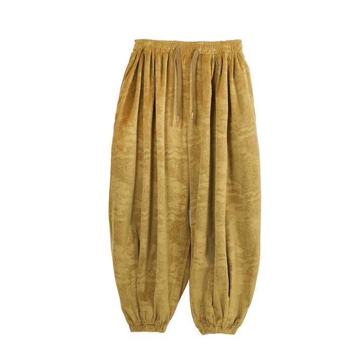 Pantalon sarouel pour homme avec cordon de serrage et poches, motif jacquard uni Buddha Stones Fall - image 7