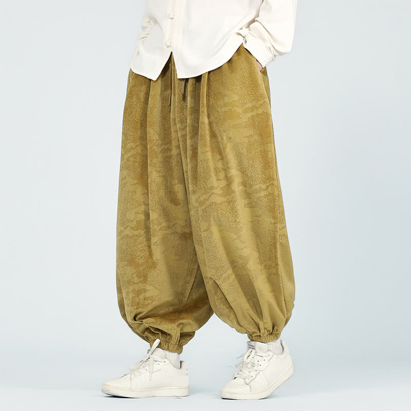 Pantalon sarouel pour homme avec cordon de serrage et poches, motif jacquard uni Buddha Stones Fall - image 1