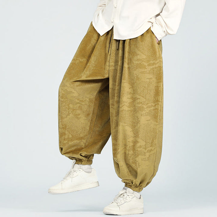 Pantalon sarouel pour homme avec cordon de serrage et poches, motif jacquard uni Buddha Stones Fall - image 5