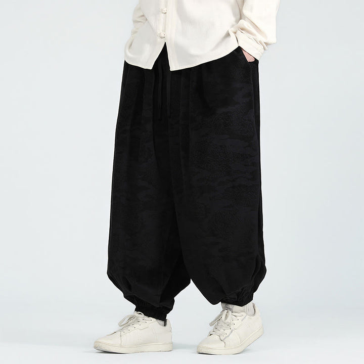 Pantalon sarouel pour homme avec cordon de serrage et poches, motif jacquard uni Buddha Stones Fall - image 10