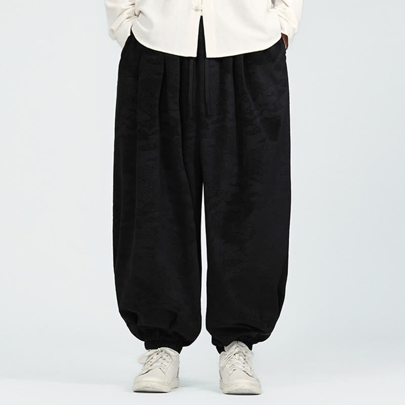 Pantalon sarouel pour homme avec cordon de serrage et poches, motif jacquard uni Buddha Stones Fall - image 9