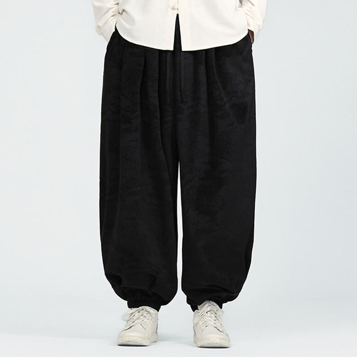 Pantalon sarouel pour homme avec cordon de serrage et poches, motif jacquard uni Buddha Stones Fall - image 9