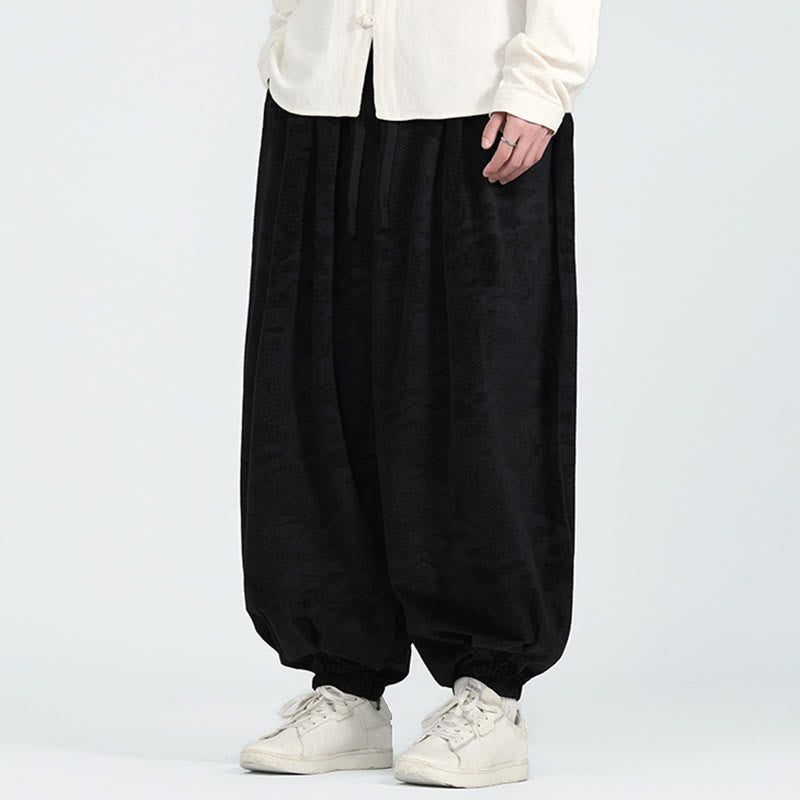 Pantalon sarouel pour homme avec cordon de serrage et poches, motif jacquard uni Buddha Stones Fall - image 11