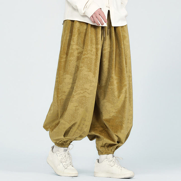 Pantalon sarouel pour homme avec cordon de serrage et poches, motif jacquard uni Buddha Stones Fall - image 4