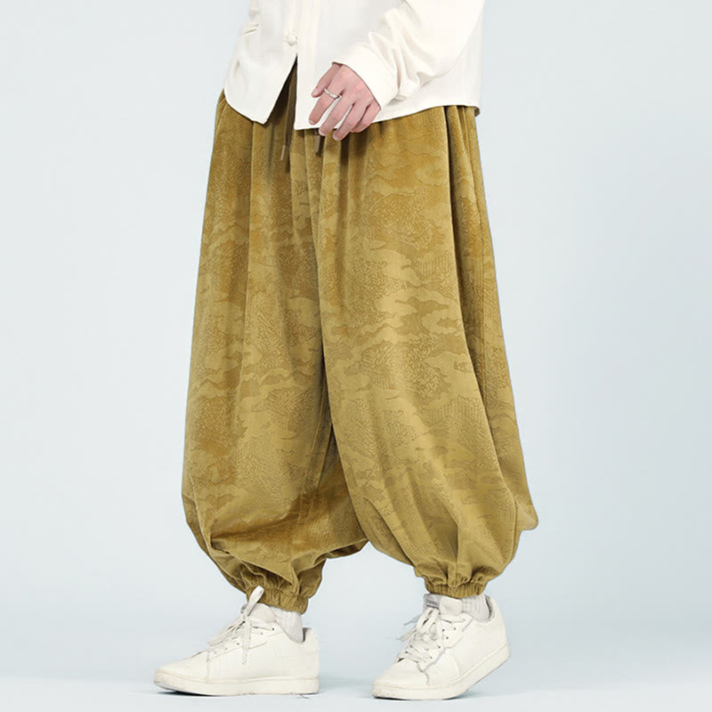 Pantalon sarouel pour homme avec cordon de serrage et poches, motif jacquard uni Buddha Stones Fall - image 2