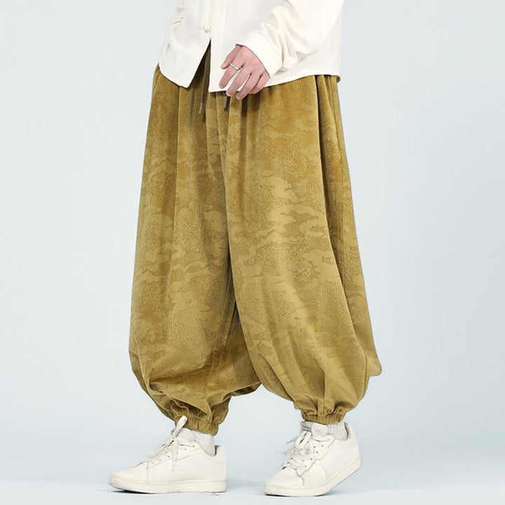 Pantalon sarouel pour homme avec cordon de serrage et poches, motif jacquard uni Buddha Stones Fall - image 2
