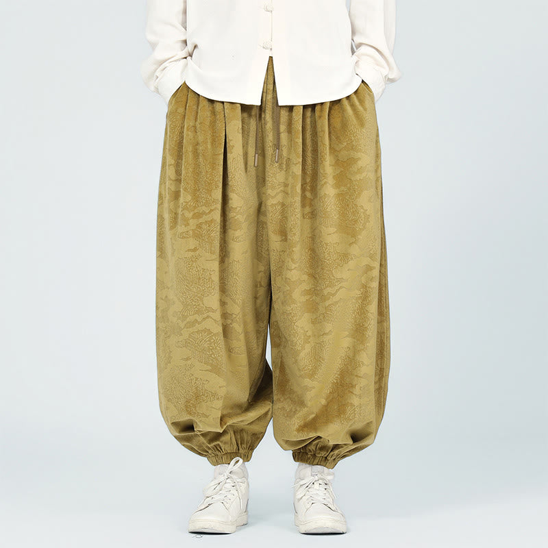 Pantalon sarouel pour homme avec cordon de serrage et poches, motif jacquard uni Buddha Stones Fall - image 3