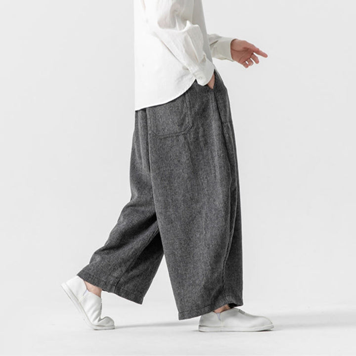 Pantalon large en coton avec poches et cordon de serrage pour homme, motif Buddha Stones Daily, couleur unie - image 7