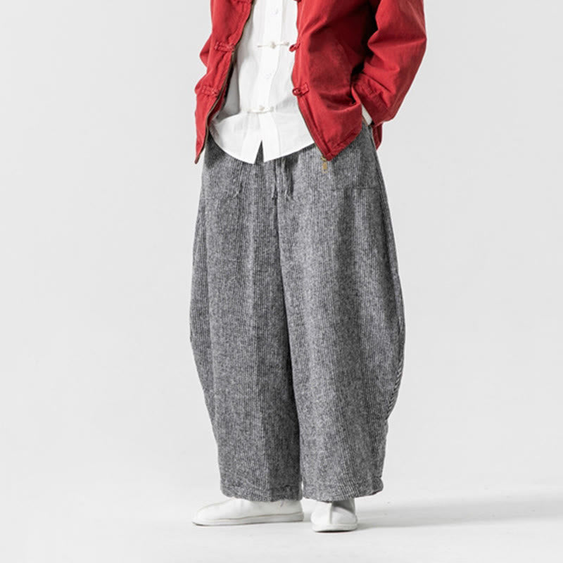 Pantalon large en coton avec poches et cordon de serrage pour homme, motif Buddha Stones Daily, couleur unie - image 31