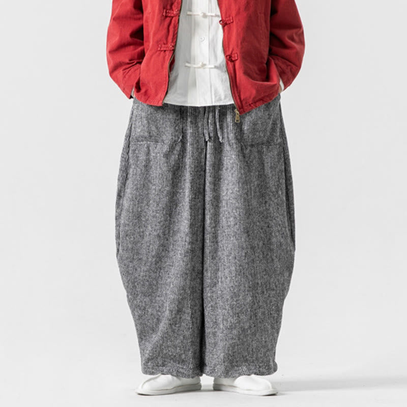 Pantalon large en coton avec poches et cordon de serrage pour homme, motif Buddha Stones Daily, couleur unie - image 32