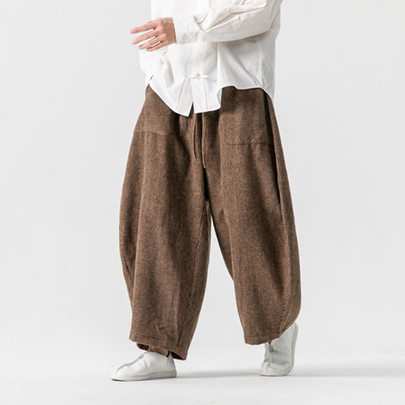 Pantalon large en coton avec poches et cordon de serrage pour homme, motif Buddha Stones Daily, couleur unie - image 17