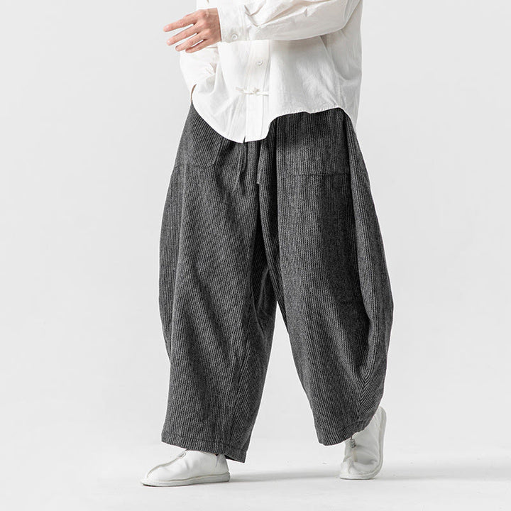 Pantalon large en coton avec poches et cordon de serrage pour homme, motif Buddha Stones Daily, couleur unie - image 4
