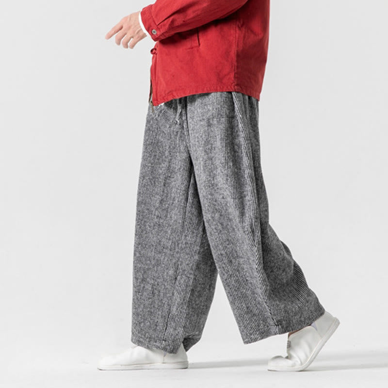 Pantalon large en coton avec poches et cordon de serrage pour homme, motif Buddha Stones Daily, couleur unie - image 28
