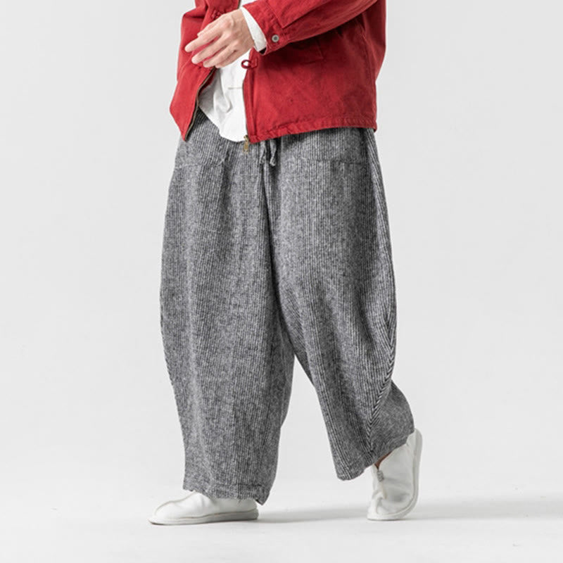Pantalon large en coton avec poches et cordon de serrage pour homme, motif Buddha Stones Daily, couleur unie - image 27