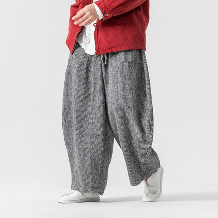 Pantalon large en coton avec poches et cordon de serrage pour homme, motif Buddha Stones Daily, couleur unie - image 27