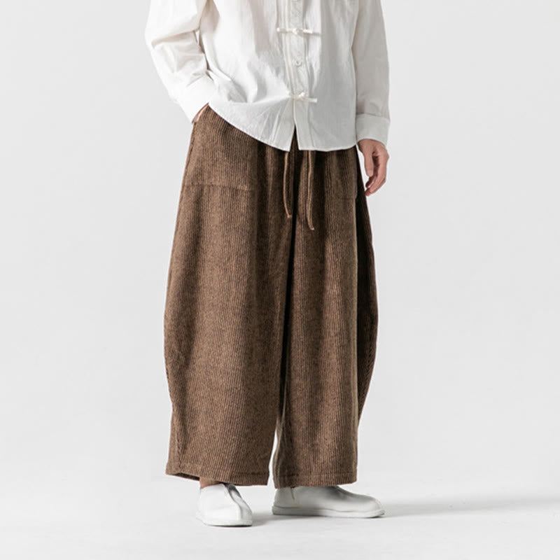 Pantalon large en coton avec poches et cordon de serrage pour homme, motif Buddha Stones Daily, couleur unie - image 15