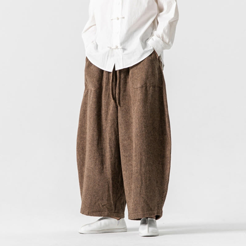 Pantalon large en coton avec poches et cordon de serrage pour homme, motif Buddha Stones Daily, couleur unie - image 13