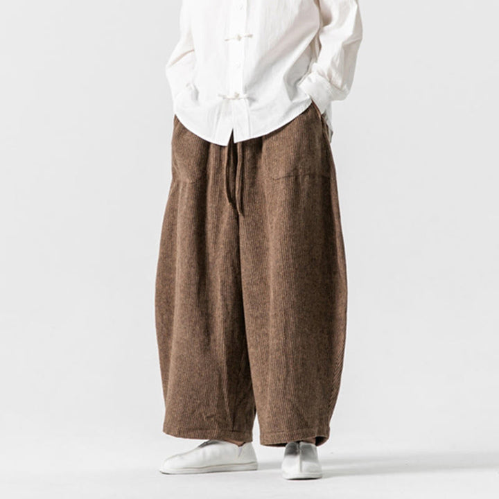 Pantalon large en coton avec poches et cordon de serrage pour homme, motif Buddha Stones Daily, couleur unie - image 13