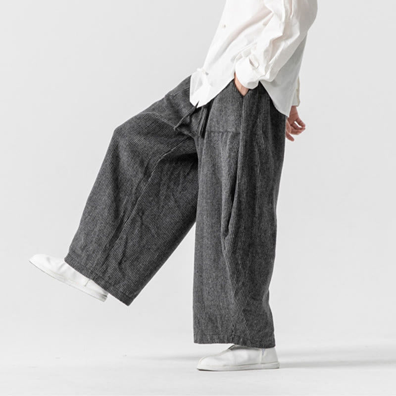 Pantalon large en coton avec poches et cordon de serrage pour homme, motif Buddha Stones Daily, couleur unie - image 8