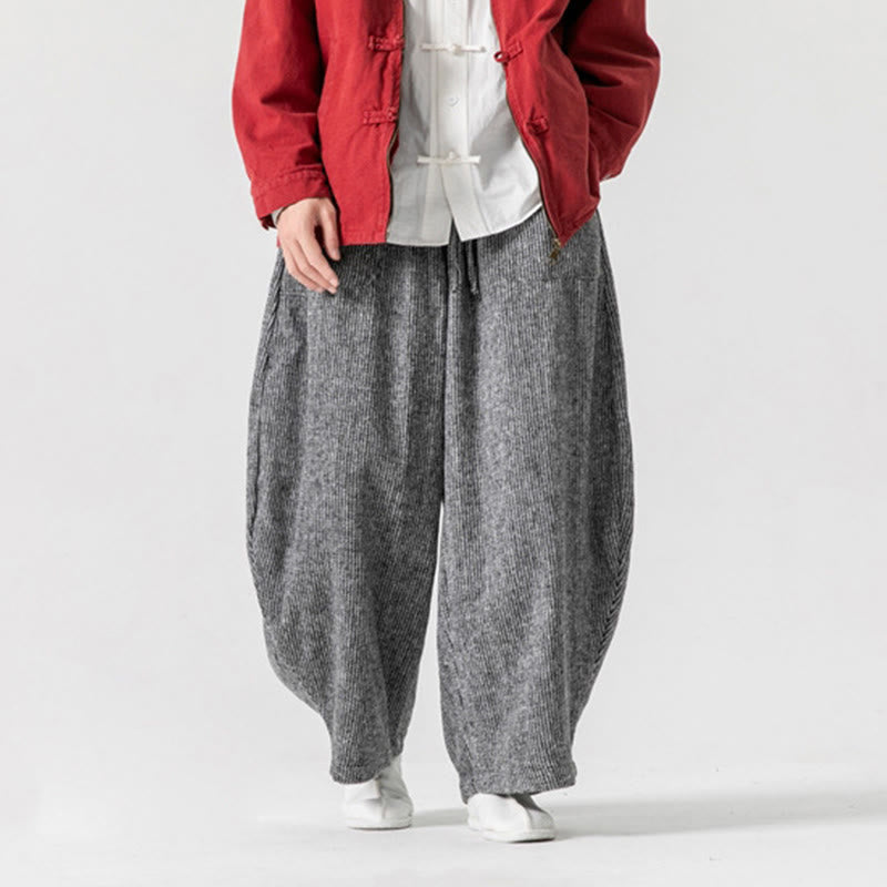 Pantalon large en coton avec poches et cordon de serrage pour homme, motif Buddha Stones Daily, couleur unie - image 29