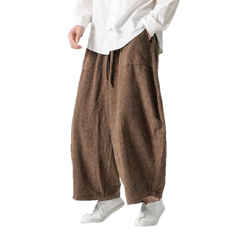 Pantalon large en coton avec poches et cordon de serrage pour homme, motif Buddha Stones Daily, couleur unie - image 19