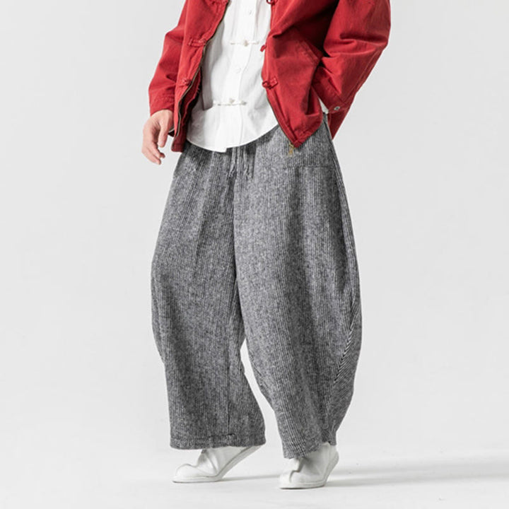 Pantalon large en coton avec poches et cordon de serrage pour homme, motif Buddha Stones Daily, couleur unie - image 26
