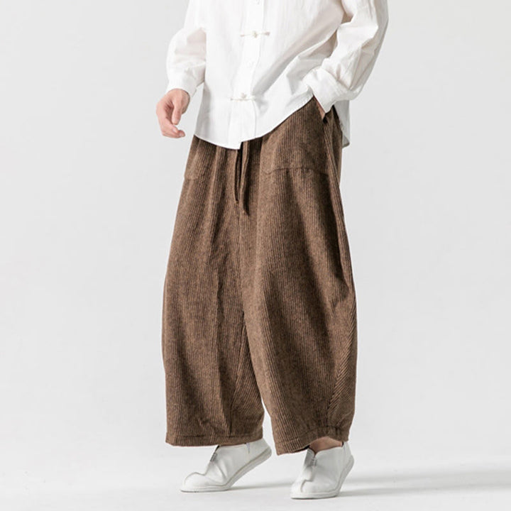 Pantalon large en coton avec poches et cordon de serrage pour homme, motif Buddha Stones Daily, couleur unie - image 11