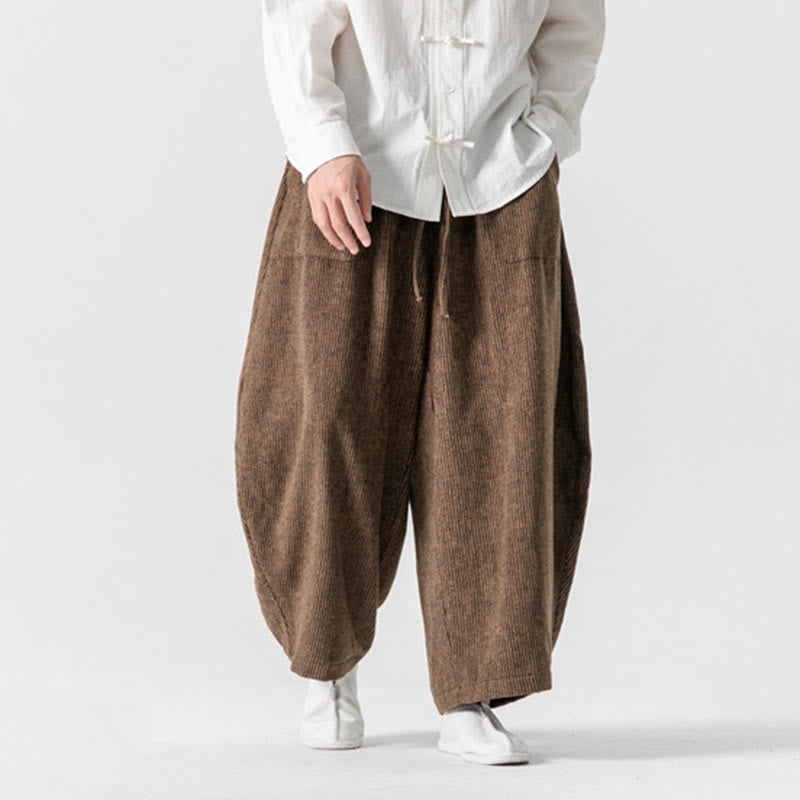 Pantalon large en coton avec poches et cordon de serrage pour homme, motif Buddha Stones Daily, couleur unie - image 18