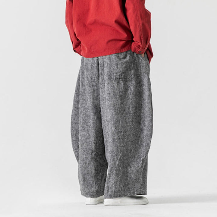 Pantalon large en coton avec poches et cordon de serrage pour homme, motif Buddha Stones Daily, couleur unie - image 30
